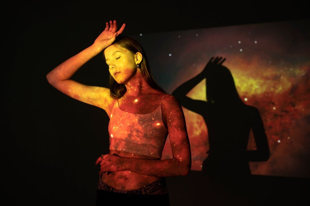 young-woman-standing-universe-texture-projection_23-2149512149